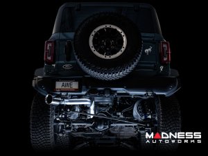 Ford Bronco Performance Exhaust System - Cat Back - Single Rear Exit - AWE - Chrome Tip w/ Bash Guard